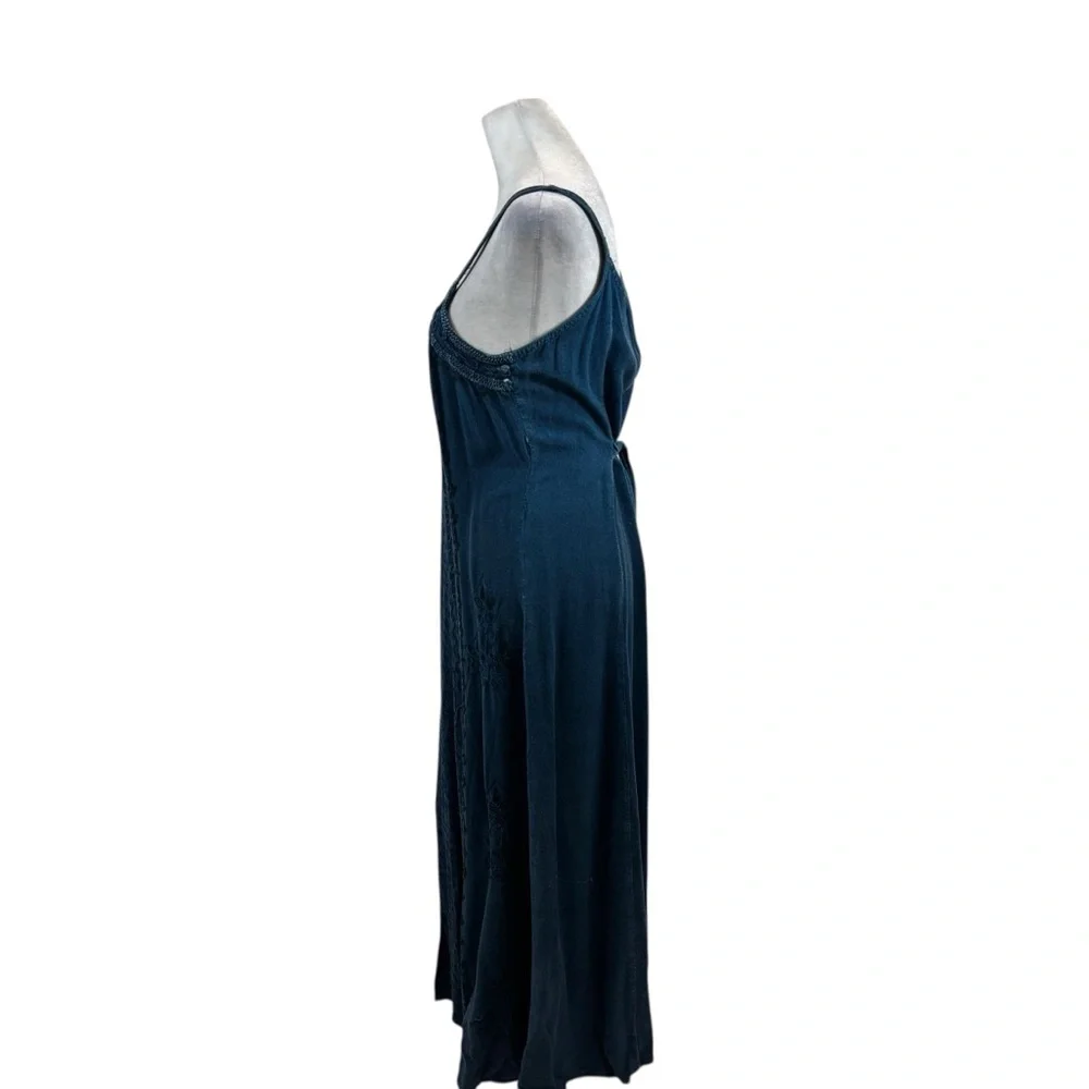 Ladies Vintage Magic Brand Blue Embroidered‎ Boho Maxi Dress Free Size